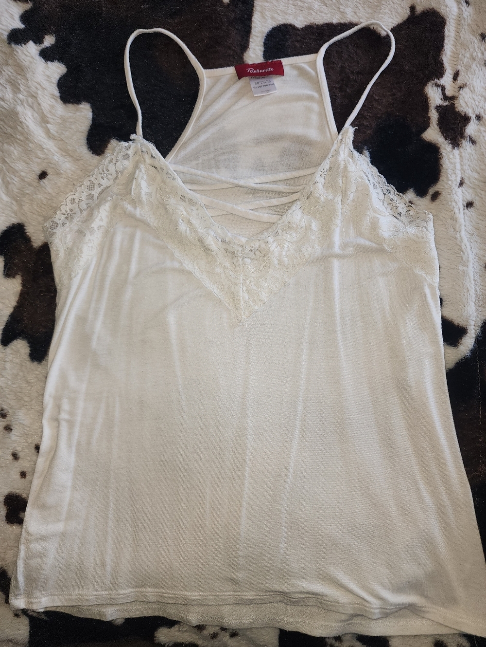 White Lace Trim Strappy Cami